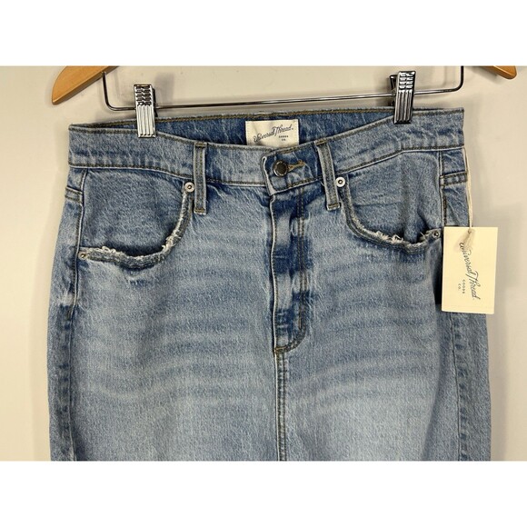 NWT Universal Thread Light Wash Denim Midi Skirt Front Slit Stretch NWT Sz 8 - Picture 5 of 12